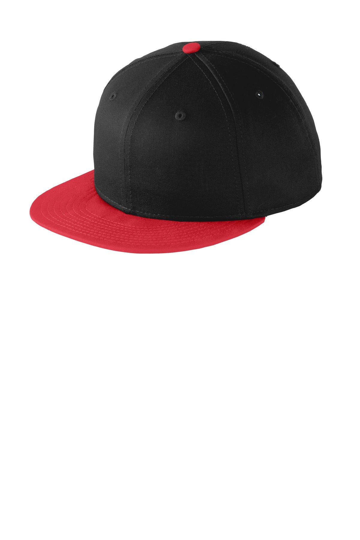 New Era® - Flat Bill Snapback Cap - Black/ Scarlet - OSFA