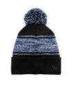 New Era® Knit Chilled Pom Beanie - Black/ Royal - OSFA