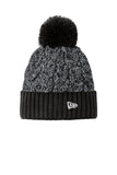 New Era® Marled Knit Pom Beanie - Black/ Graphite/ White - OSFA