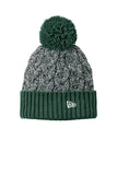 New Era® Marled Knit Pom Beanie - Dark Green/ Graphite/ White - OSFA