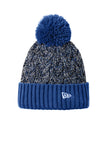 New Era® Marled Knit Pom Beanie - Royal/ Black/ White - OSFA