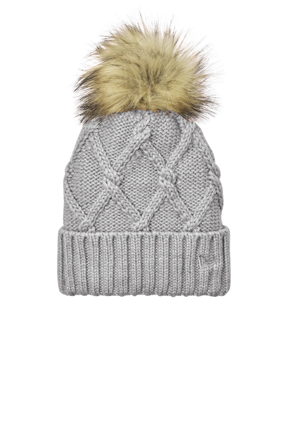 New Era® Faux Fur Pom Beanie - Heather Grey - OSFA