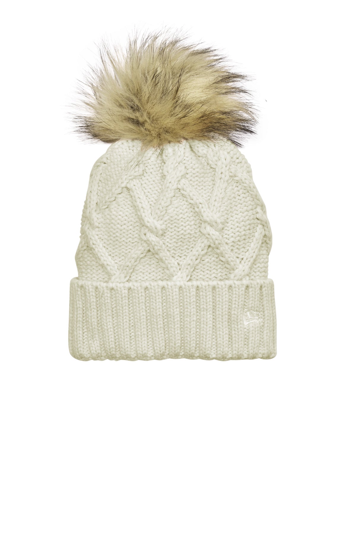 New Era® Faux Fur Pom Beanie - Ivory - OSFA