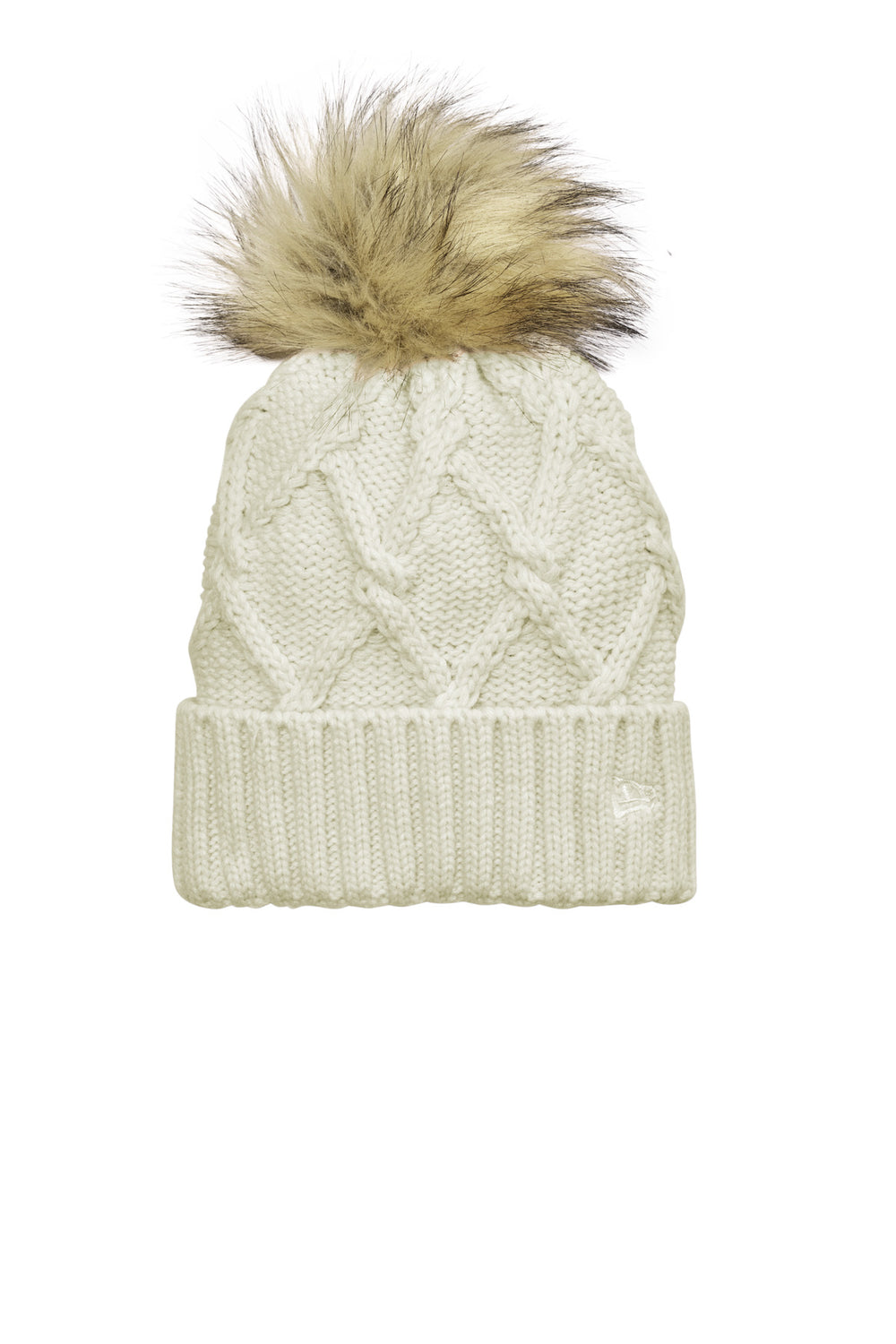 New Era® Faux Fur Pom Beanie - Ivory - OSFA