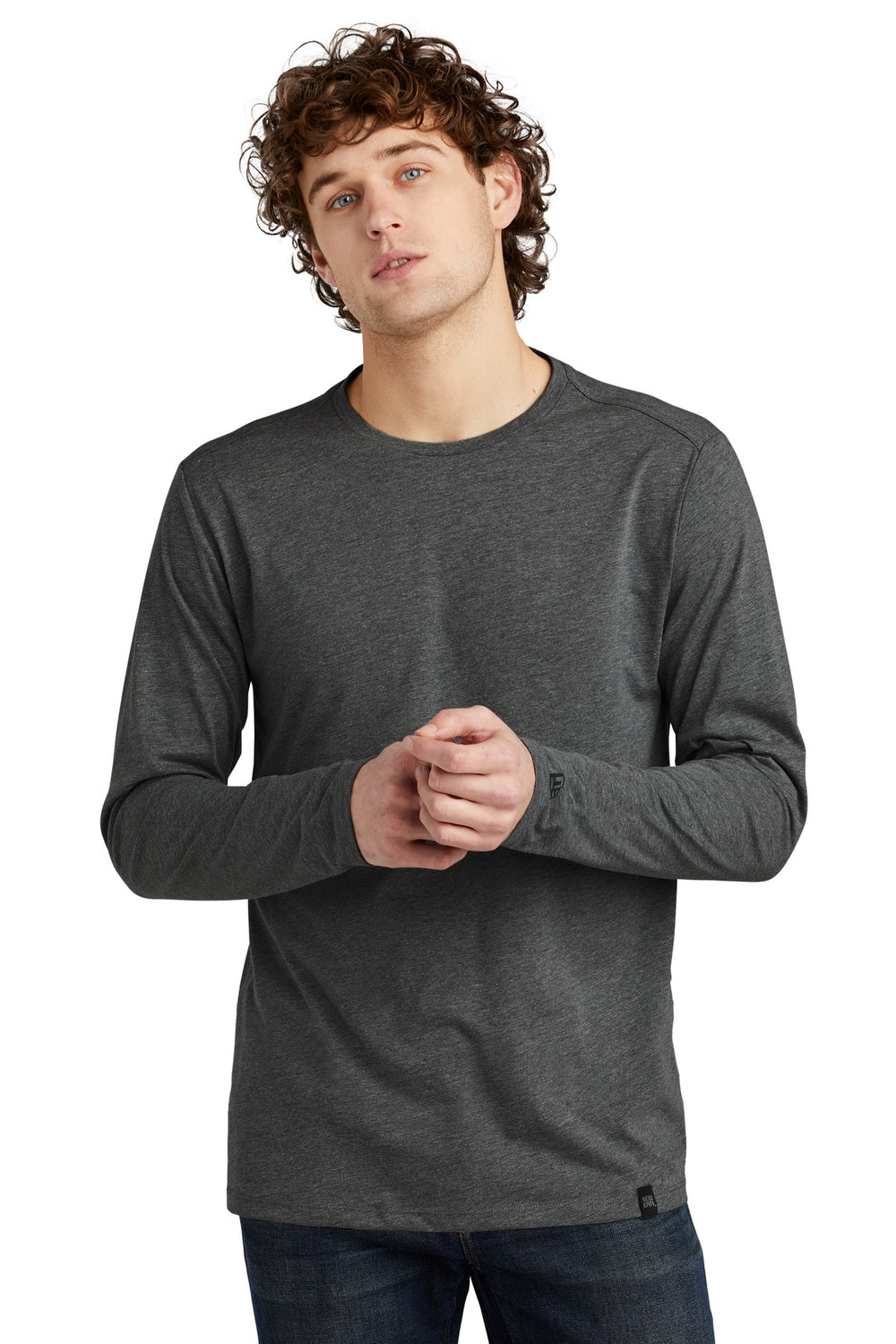 New Era ® Heritage Blend Long Sleeve Crew Tee - Black Heather - XS