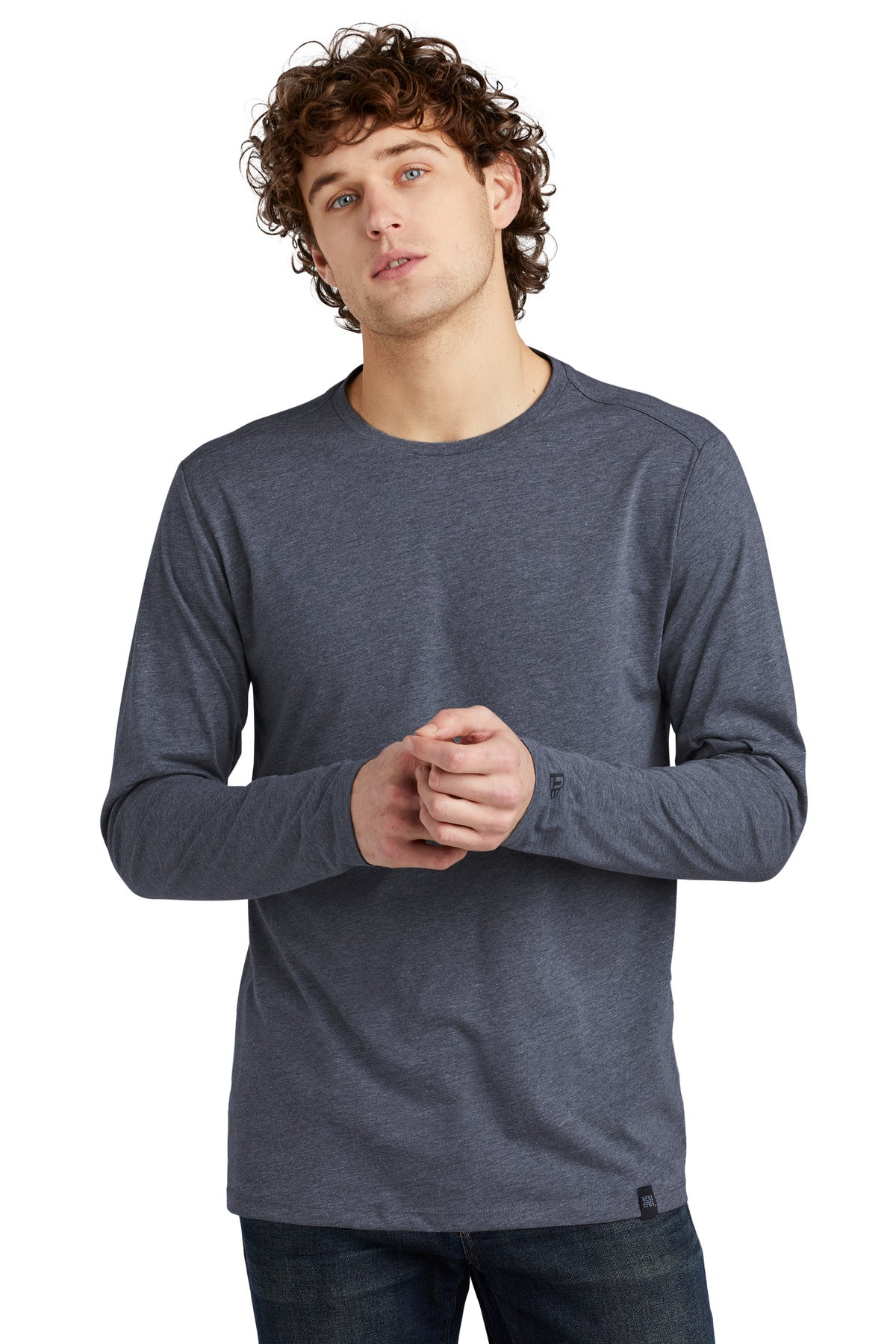 New Era ® Heritage Blend Long Sleeve Crew Tee - True Navy Heather - XS