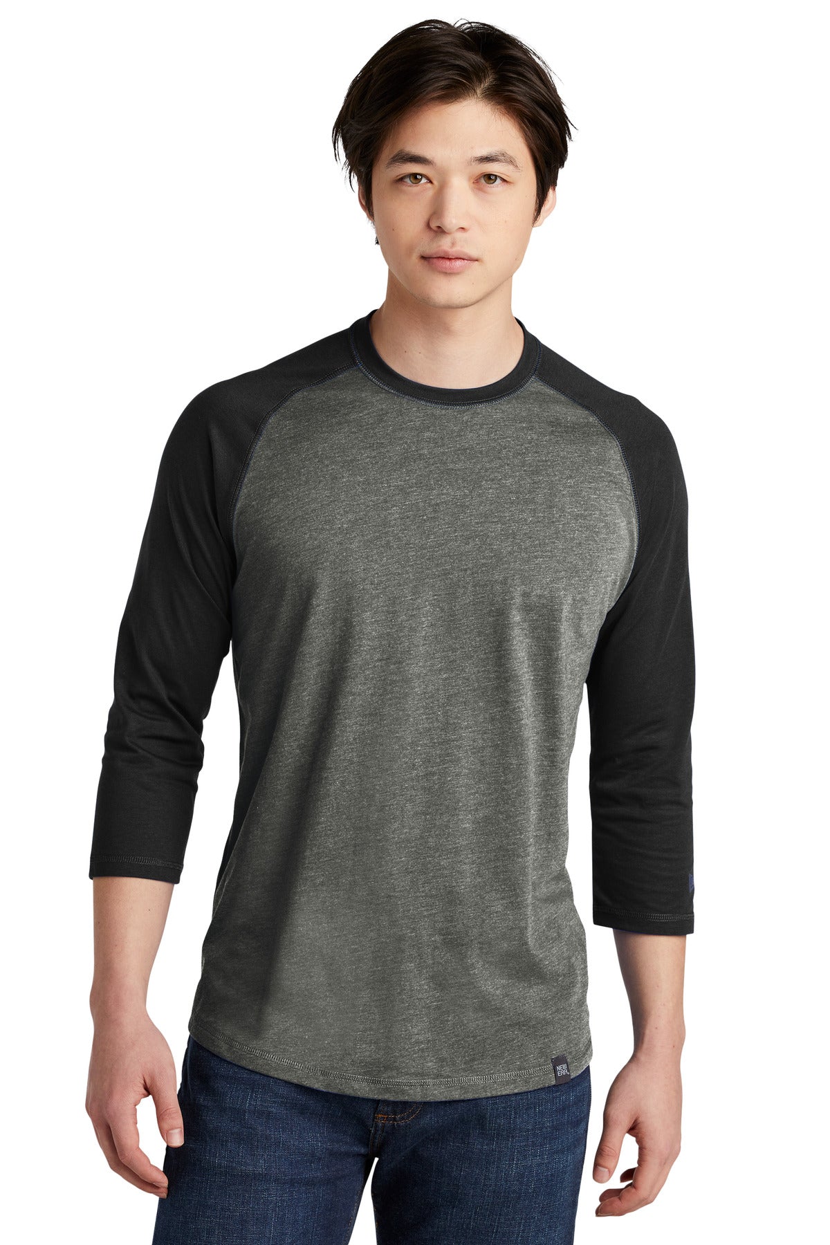 New Era ® Heritage Blend 3/4-Sleeve Baseball Raglan Tee - Black/ Black Twist - XS
