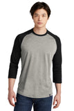 New Era ® Heritage Blend 3/4-Sleeve Baseball Raglan Tee - Black/ Rainstorm Grey Heather - XS