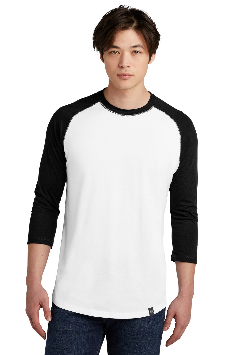New Era ® Heritage Blend 3/4-Sleeve Baseball Raglan Tee - Black/ White - XS