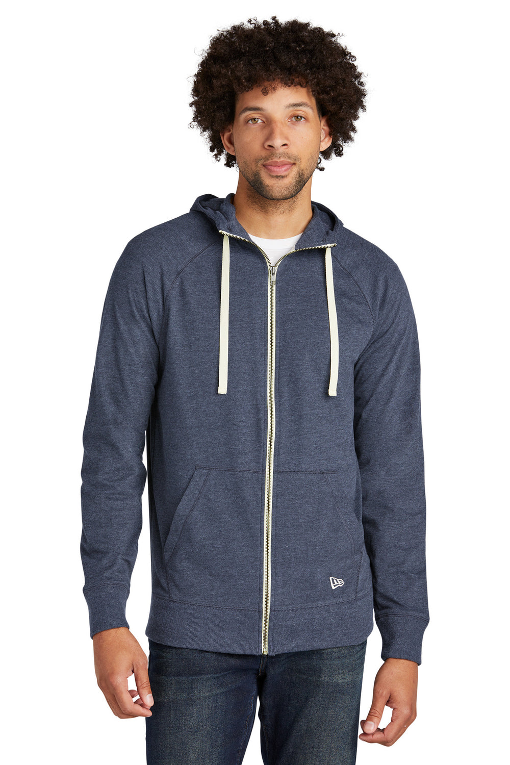 New Era ® Sueded Cotton Blend Full-Zip Hoodie - True Navy Heather - XS