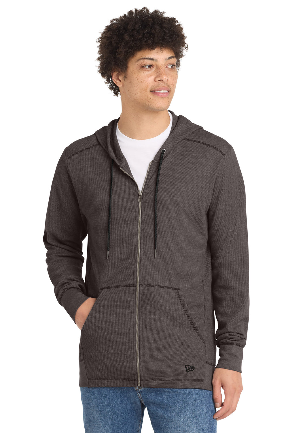New Era® Thermal Full-Zip Hoodie - Black Heather - XS