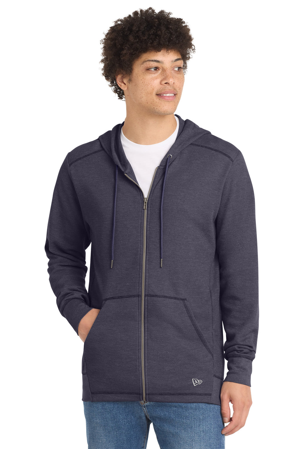 New Era® Thermal Full-Zip Hoodie - True Navy Heather - XS