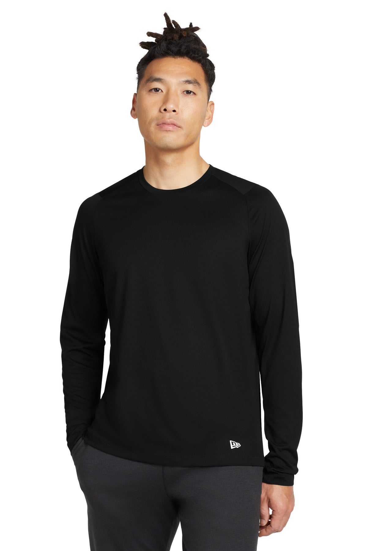 New Era ® Series Performance Long Sleeve Crew Tee - Black Solid - XS