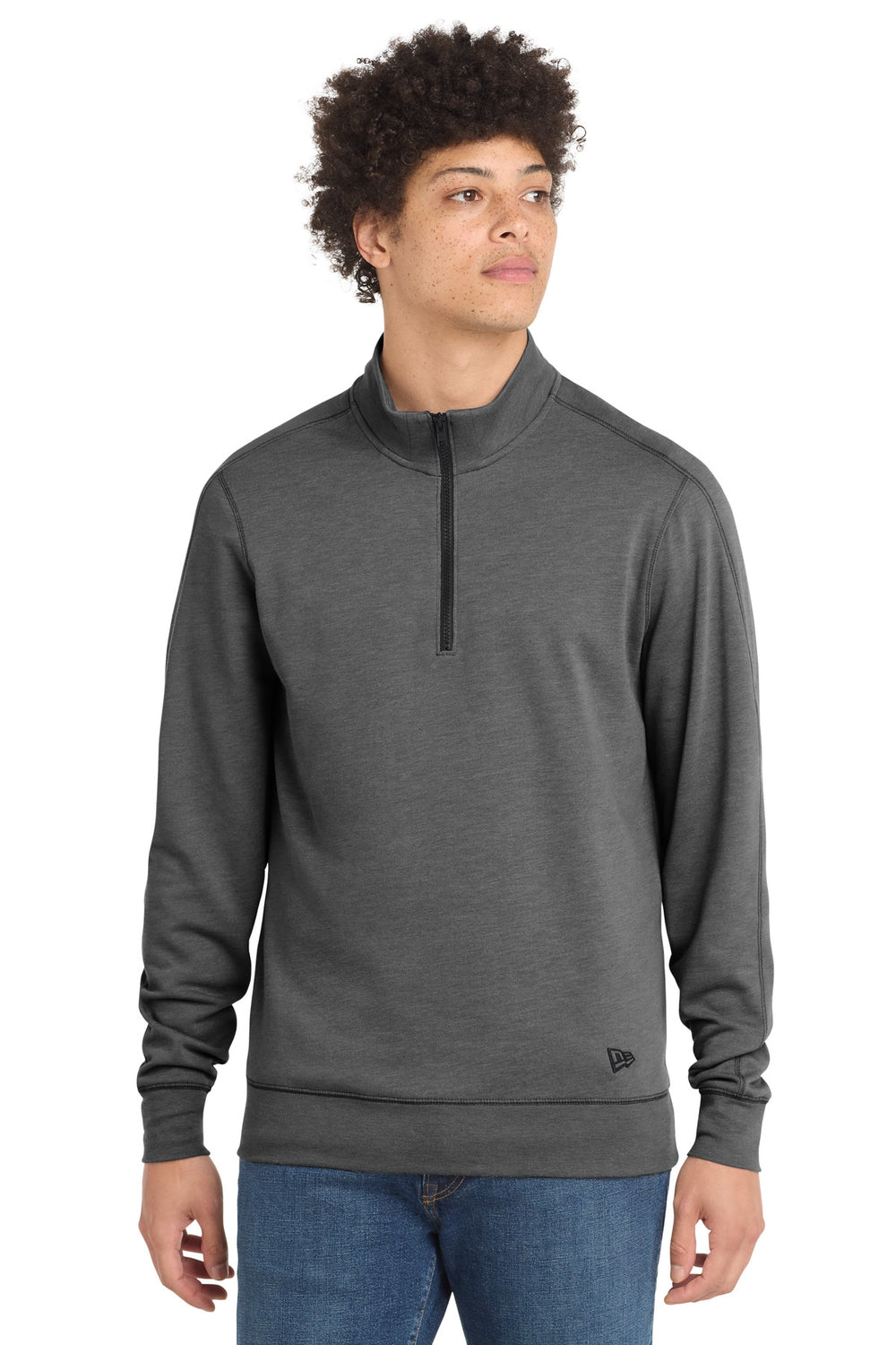 New Era ® Tri-Blend Fleece 1/4-Zip Pullover - Black Heather - XS