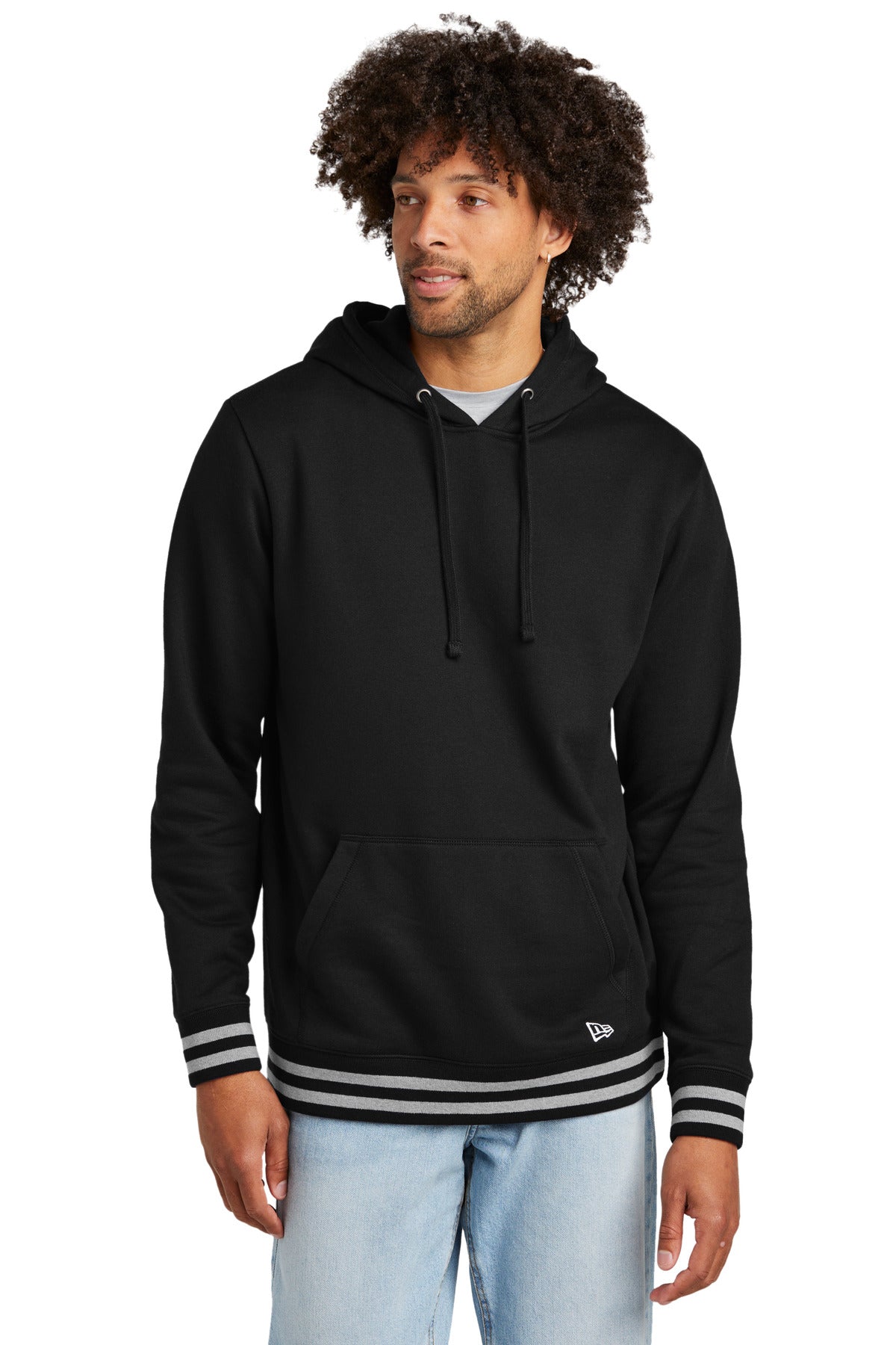 New Era® Comeback Fleece Pullover Hoodie - Black/ Athletic Heather - 2XL