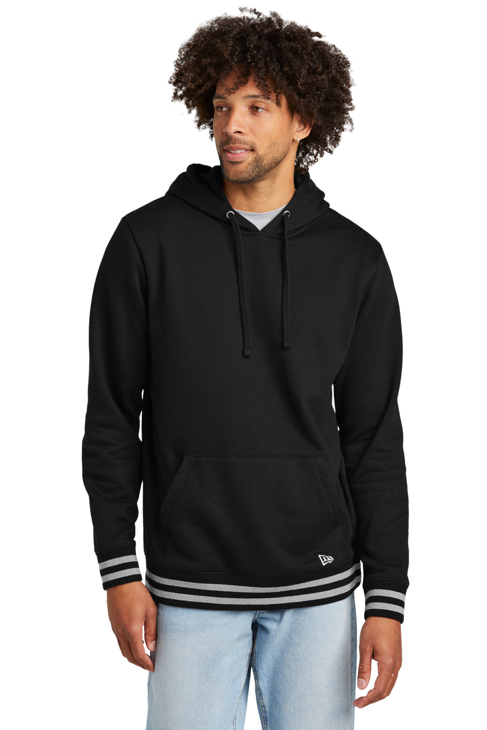 New Era® Comeback Fleece Pullover Hoodie - Black/ Athletic Heather - 2XL