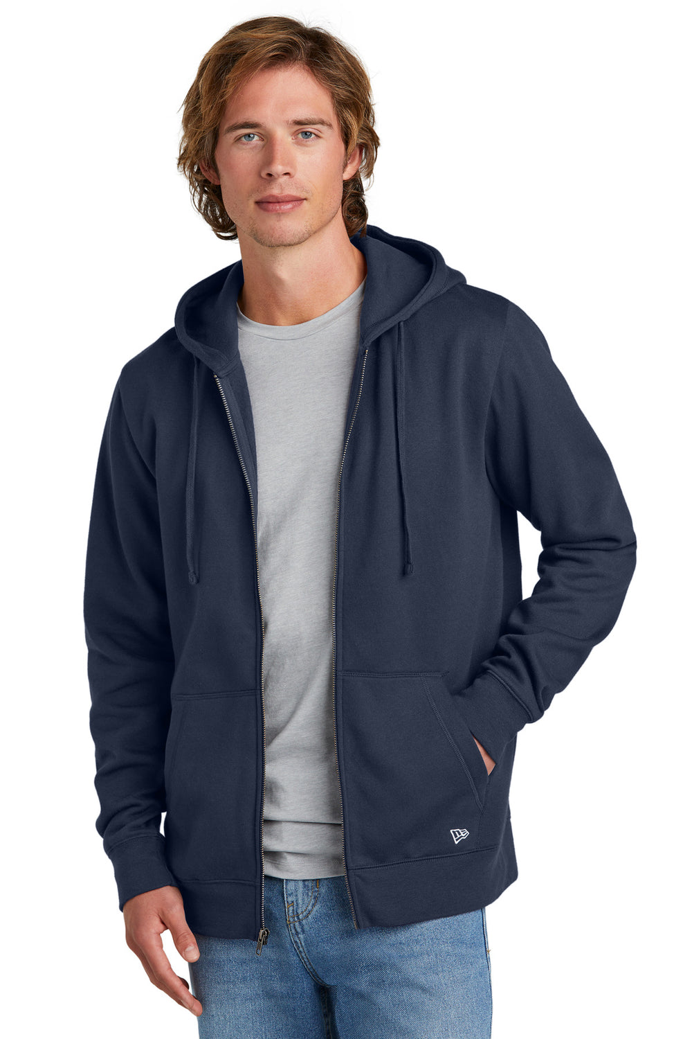 New Era® Comeback Fleece Full-Zip Hoodie - True Navy - XS
