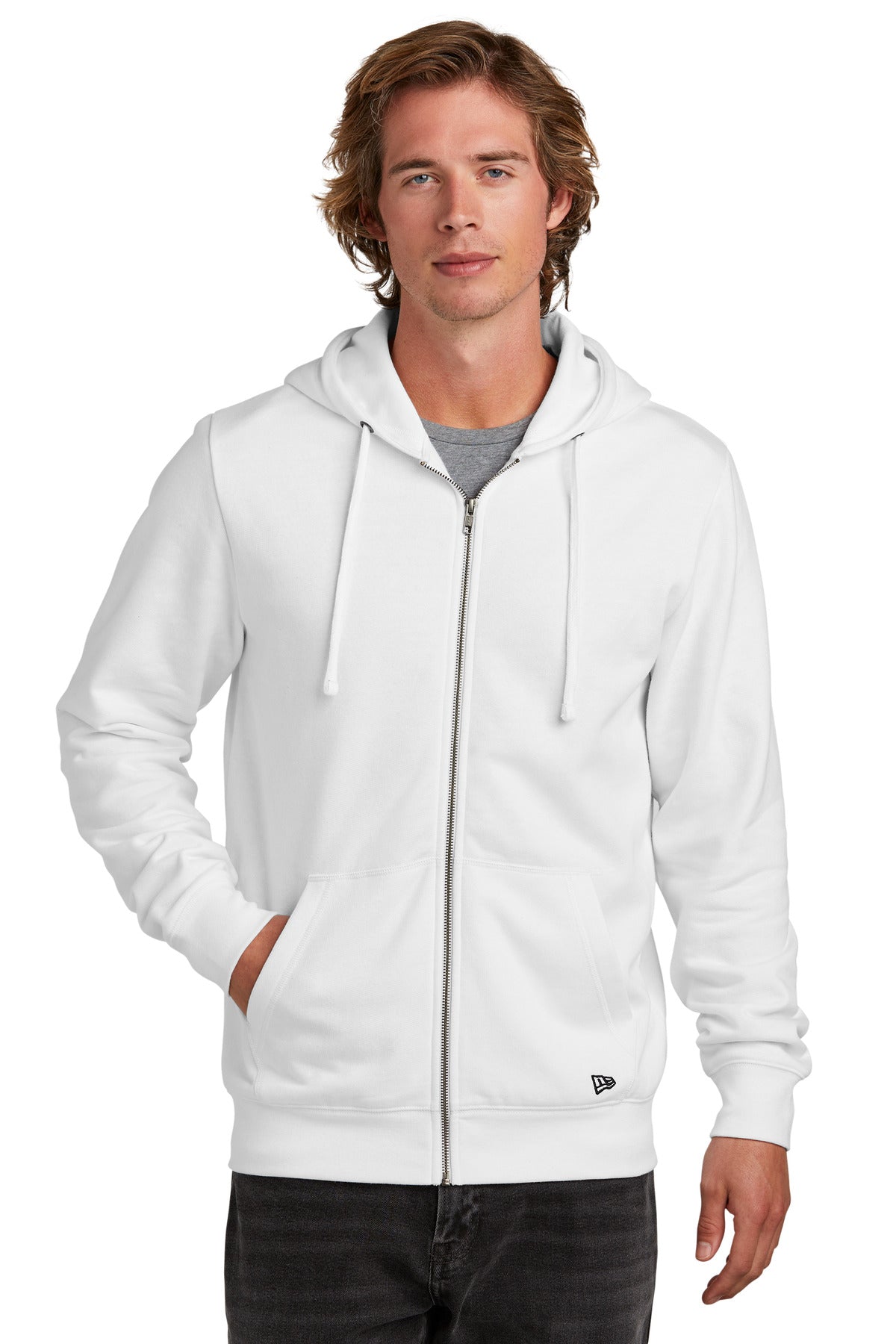 New Era® Comeback Fleece Full-Zip Hoodie - White - XS