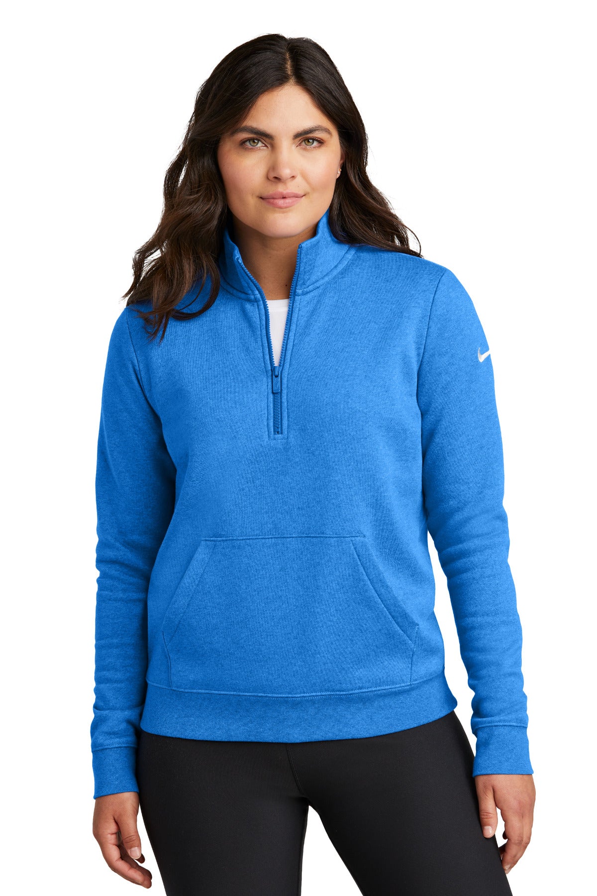 Nike Women's Club Fleece Sleeve Swoosh 1/2-Zip NKDX6720 - Light Game Royal Heather - S