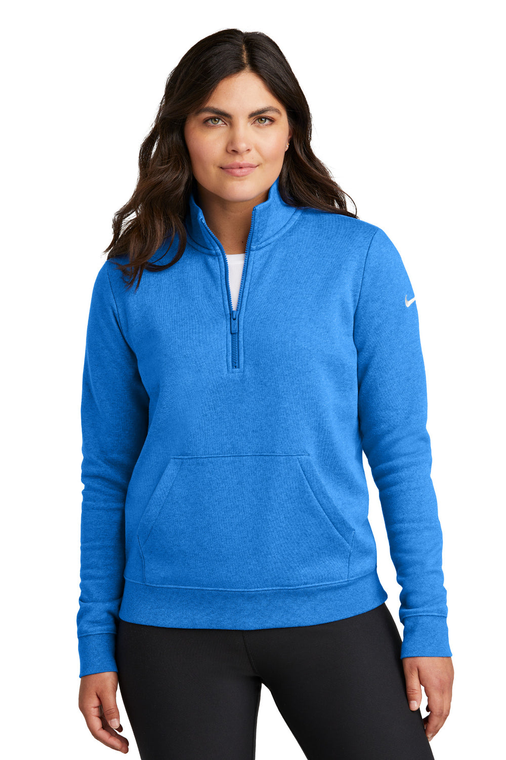 Nike Women's Club Fleece Sleeve Swoosh 1/2-Zip NKDX6720 - Light Game Royal Heather - S