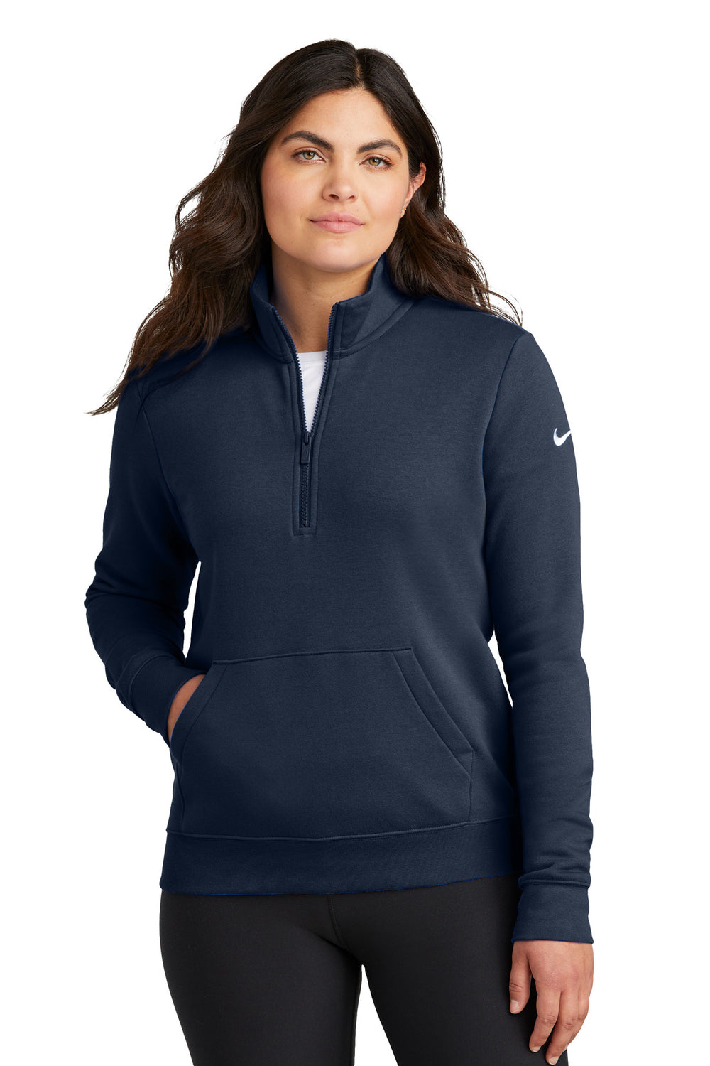 Nike Women's Club Fleece Sleeve Swoosh 1/2-Zip NKDX6720 - Midnight Navy - S
