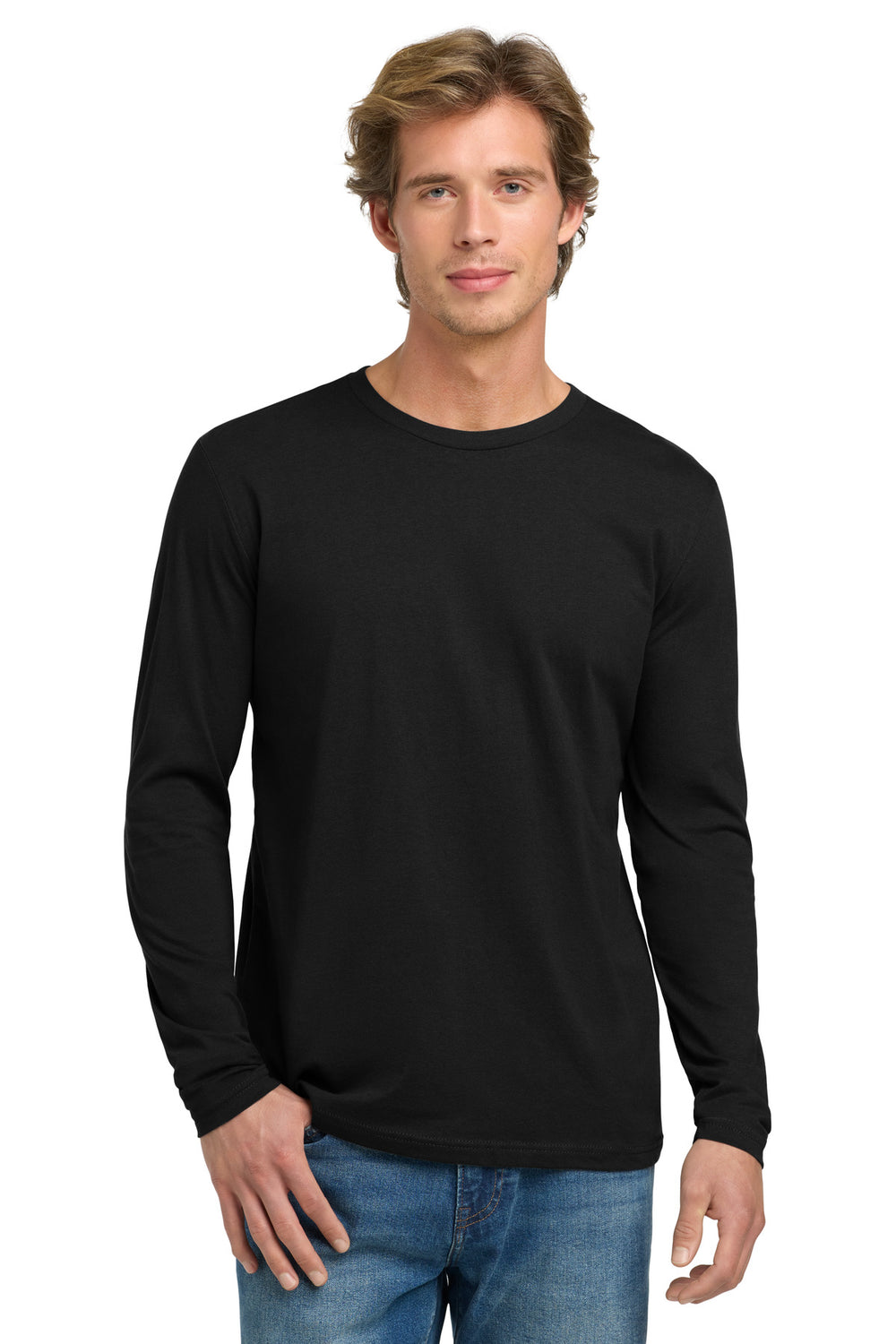 Next Level Apparel® Cotton Long Sleeve Tee - Black - S