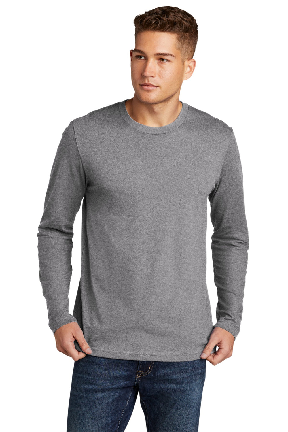 Next Level Apparel® Cotton Long Sleeve Tee - Heather Gray - S