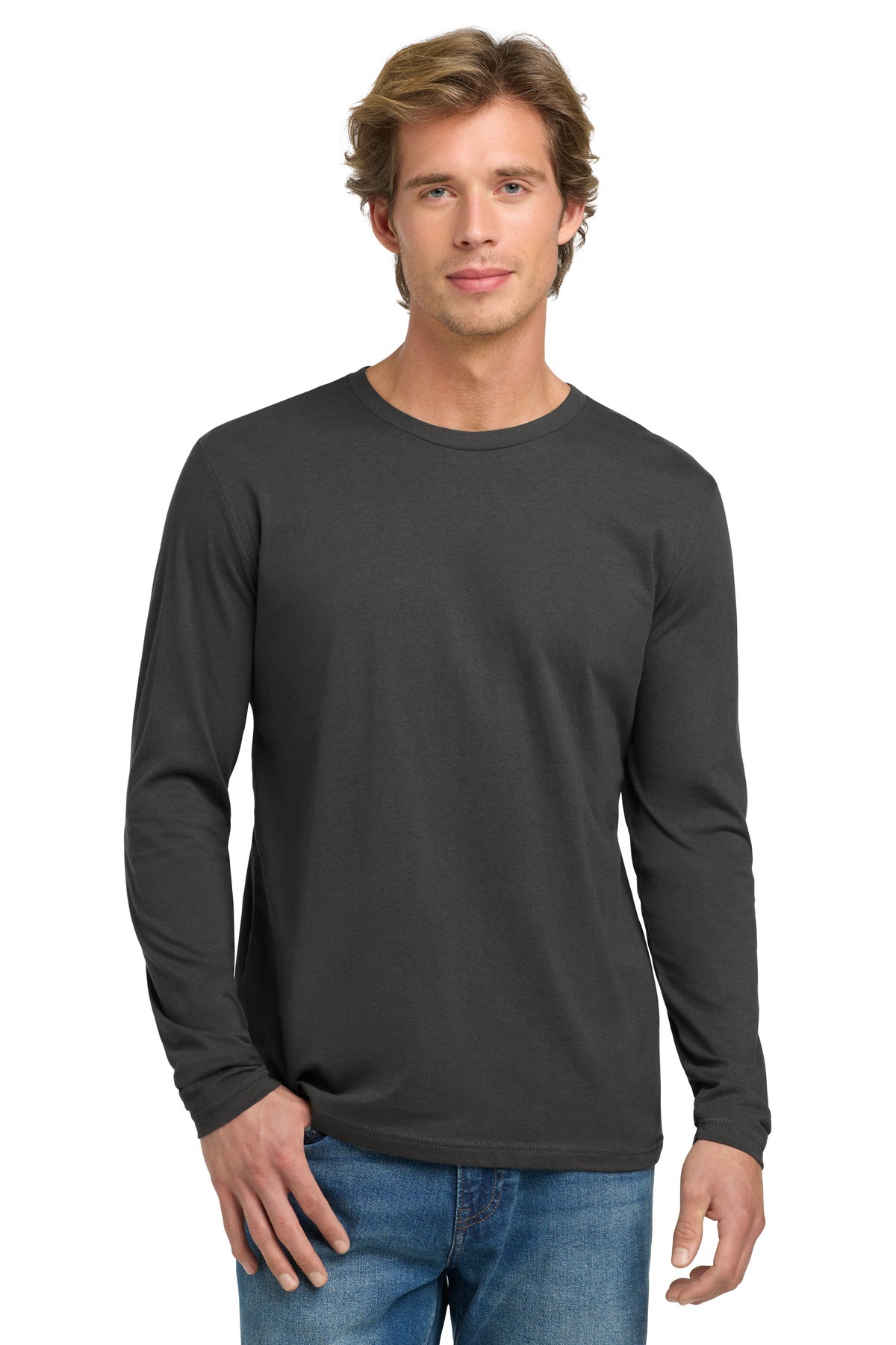 Next Level Apparel® Cotton Long Sleeve Tee - Heavy Metal - S