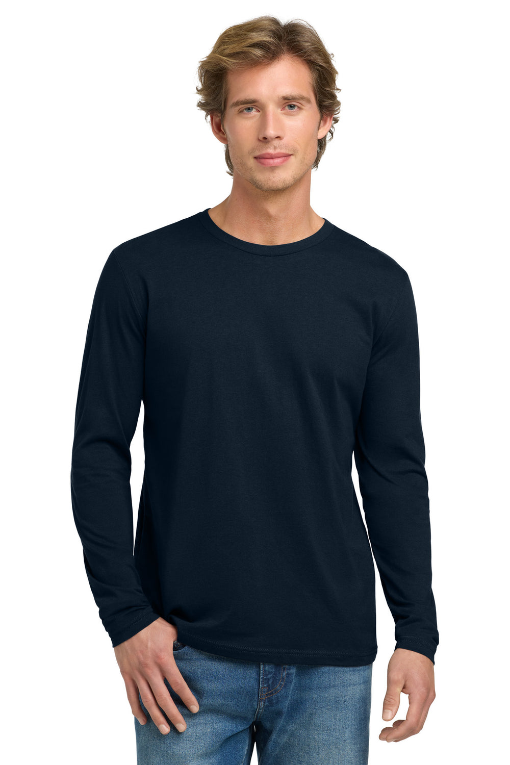 Next Level Apparel® Cotton Long Sleeve Tee - Midnight Navy - S