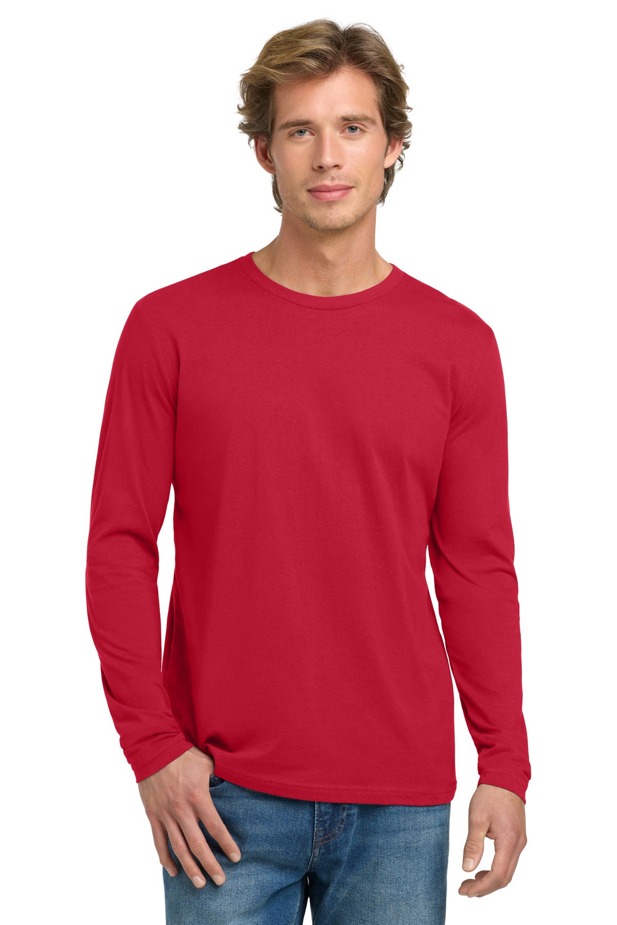 Next Level Apparel® Cotton Long Sleeve Tee - Red - S