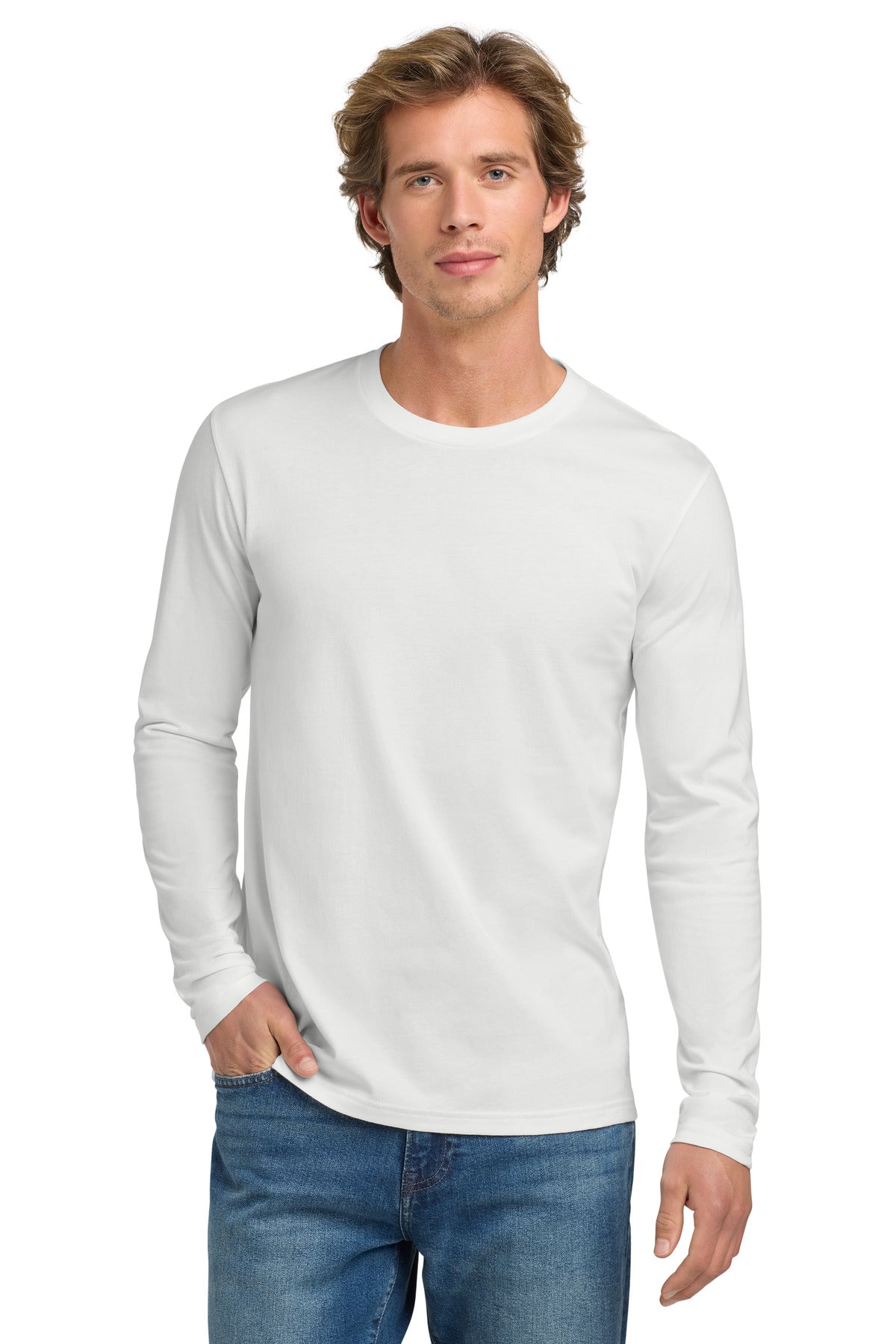 Next Level Apparel® Cotton Long Sleeve Tee - White - S