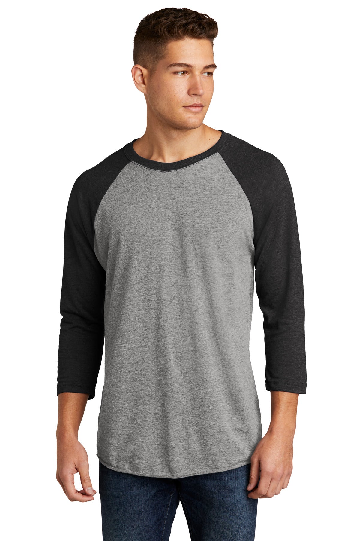 Next Level Apparel® Adult Tri-Blend 3/4-Sleeve Raglan Tee - VTG Black/ Prem Hthr - XS