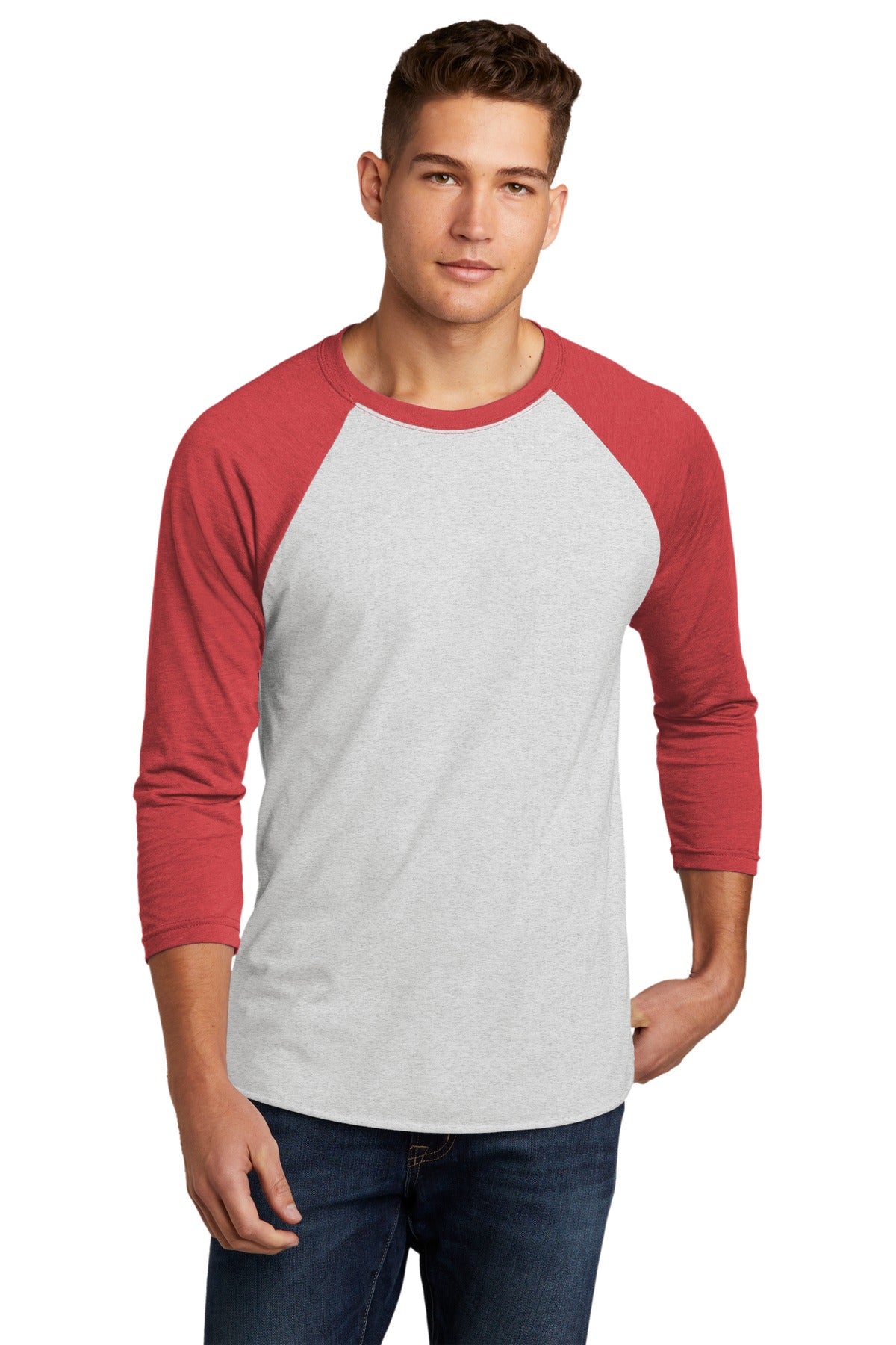 Next Level Apparel® Adult Tri-Blend 3/4-Sleeve Raglan Tee - VTG Red/ Hthr White - XS