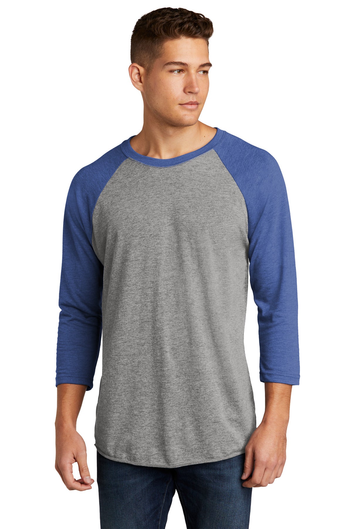 Next Level Apparel® Adult Tri-Blend 3/4-Sleeve Raglan Tee - VTG Royal/ Prem Hthr - XS