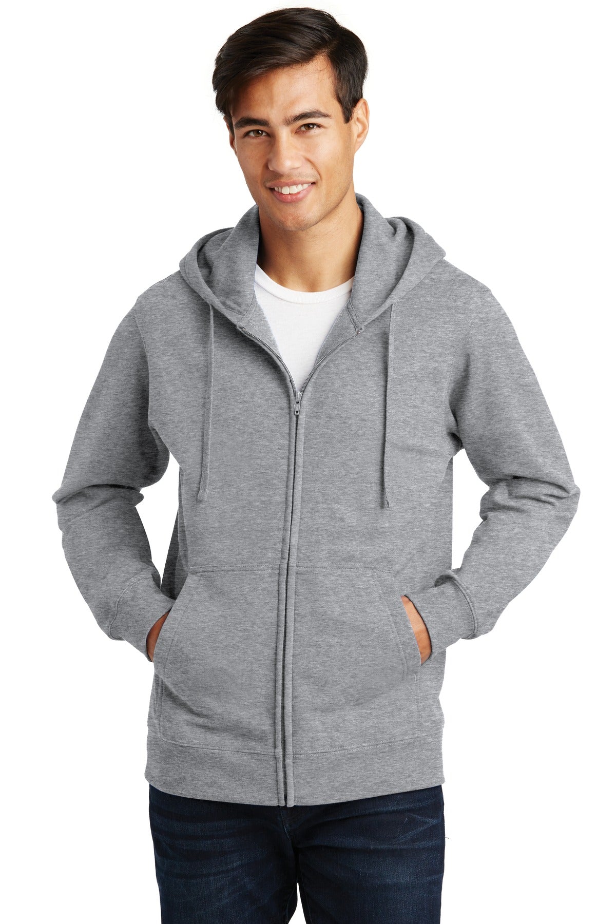 Port & Coâ„¢ Fan Favorite Fleece Full-Zip Hooded Sweatshirt. PC850ZH - Athletic Heather - XS