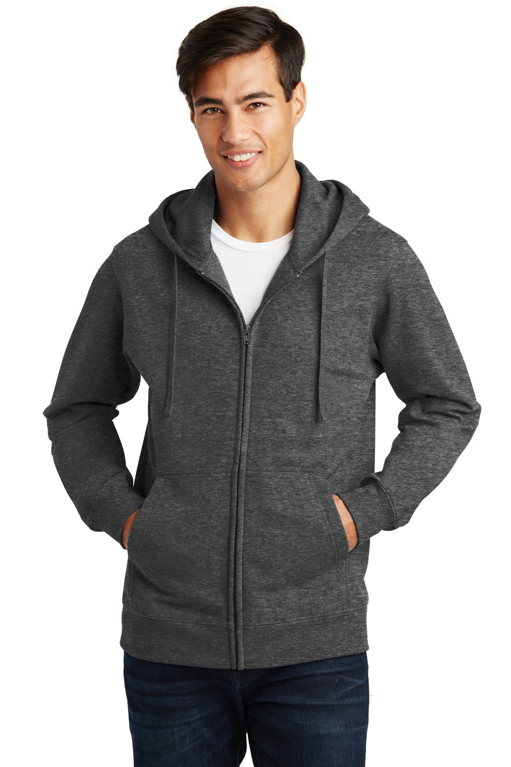 Port & Coâ„¢ Fan Favorite Fleece Full-Zip Hooded Sweatshirt. PC850ZH - Dark Heather Grey - XS
