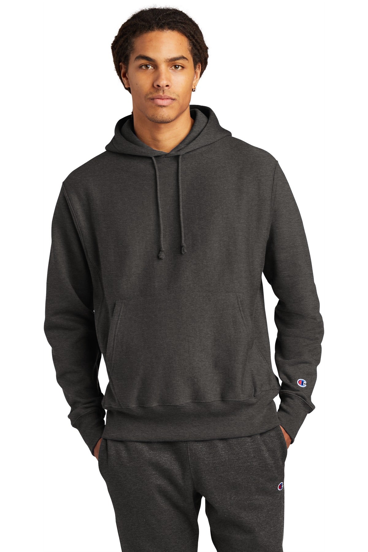 Champion ® Reverse Weave ® Hooded Sweatshirt - Charcoal Heather - S
