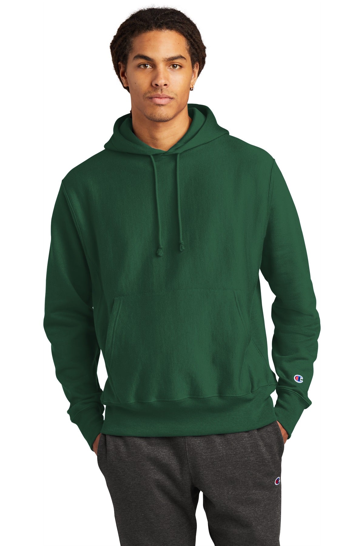 Champion ® Reverse Weave ® Hooded Sweatshirt - Dark Green - S