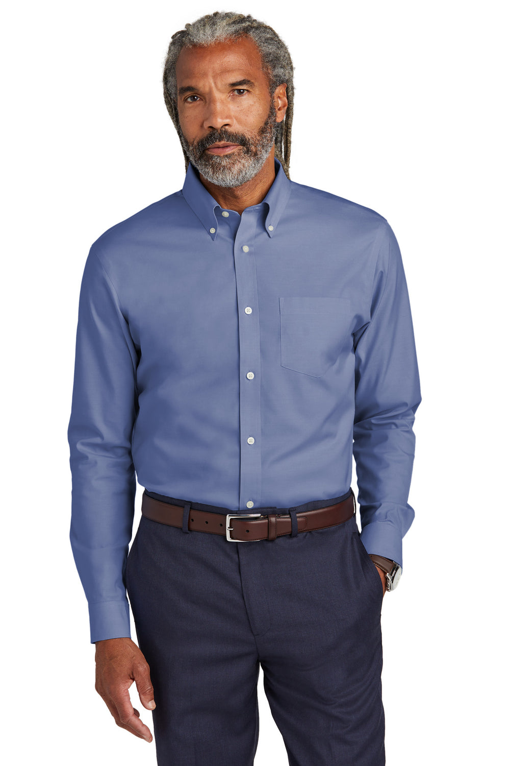 Brooks Brothers® Tall Wrinkle-Free Stretch Pinpoint Shirt - Cobalt Blue - LT