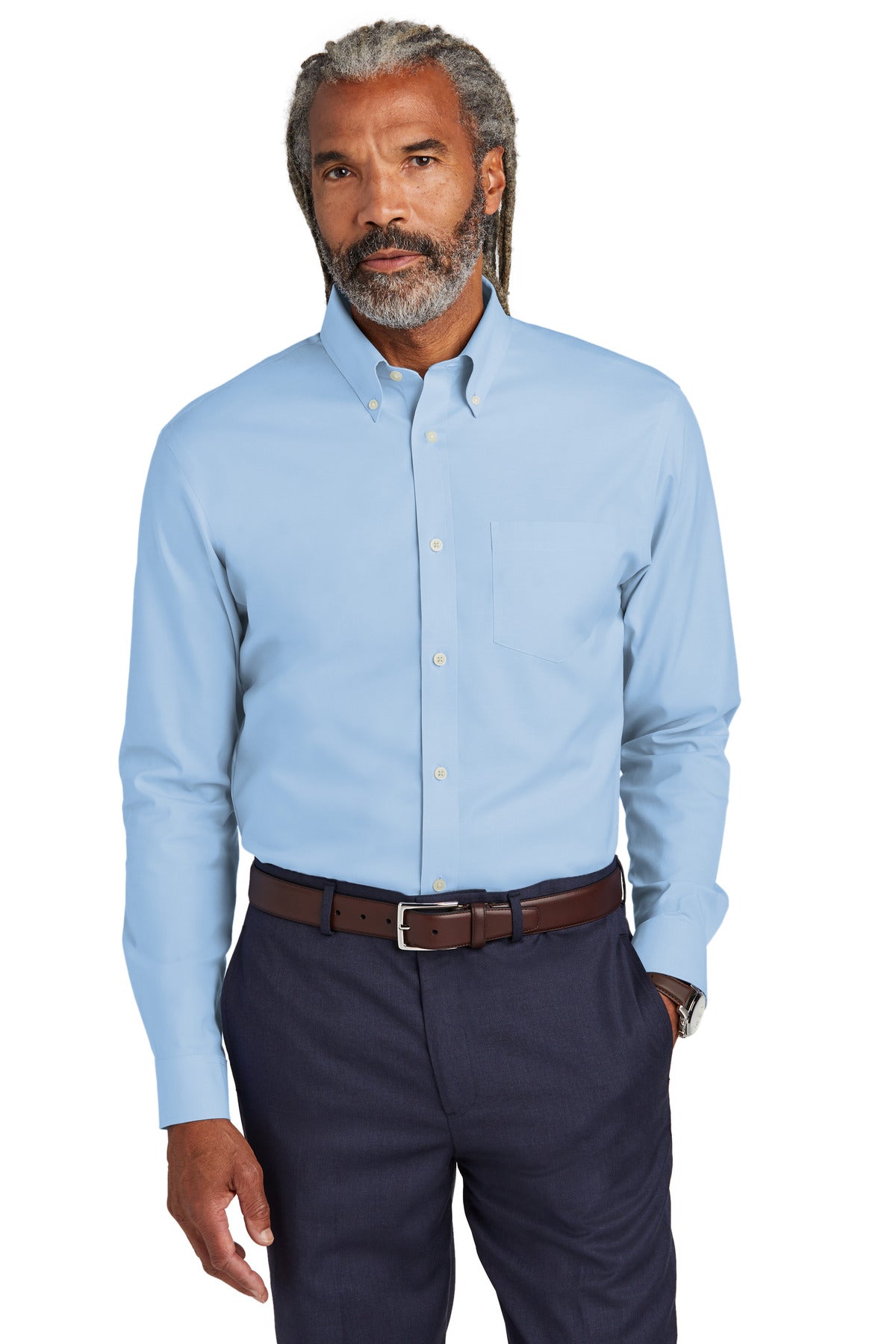 Brooks Brothers® Tall Wrinkle-Free Stretch Pinpoint Shirt - Newport Blue - LT