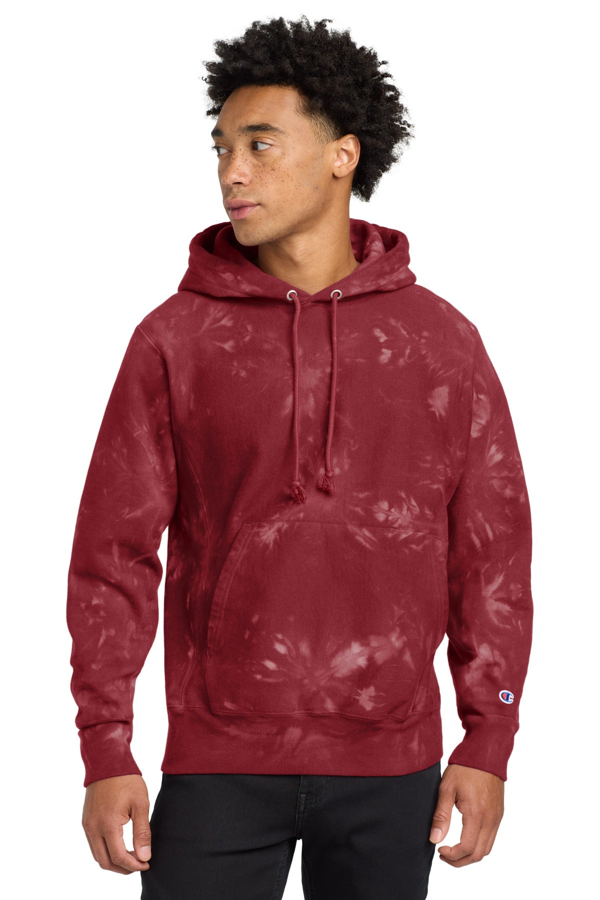 Champion ® Reverse Weave ® Scrunch-Dye Tie-Dye Hooded Sweatshirt - Mulled Berry - S
