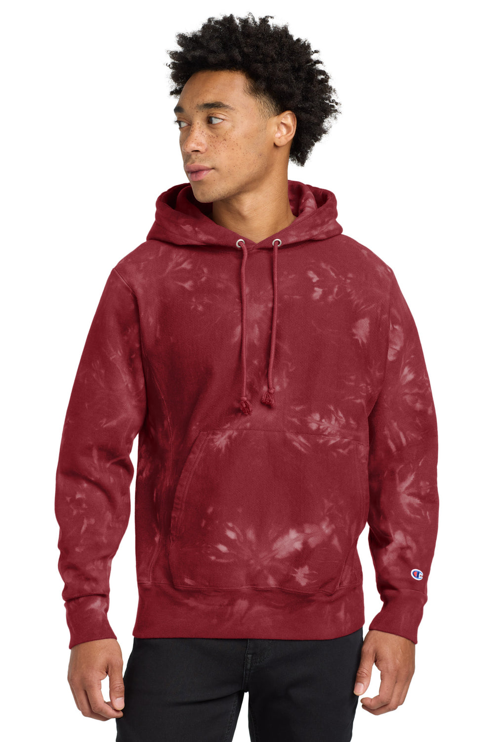 Champion ® Reverse Weave ® Scrunch-Dye Tie-Dye Hooded Sweatshirt - Mulled Berry - S