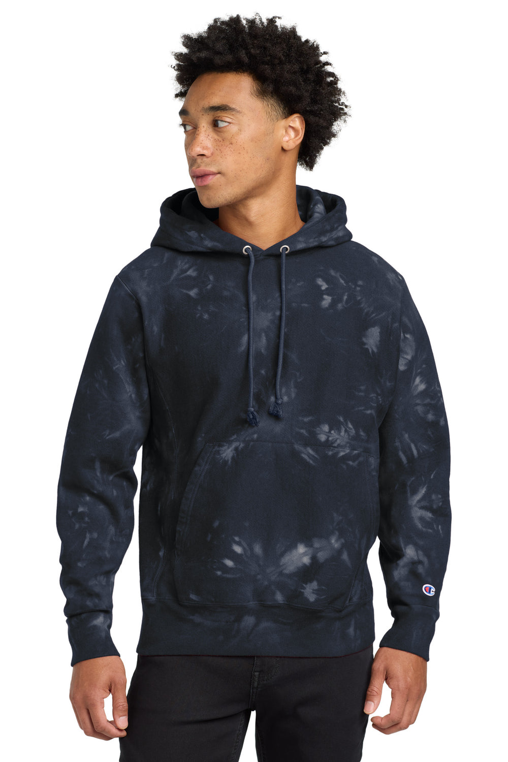 Champion ® Reverse Weave ® Scrunch-Dye Tie-Dye Hooded Sweatshirt - Navy - S