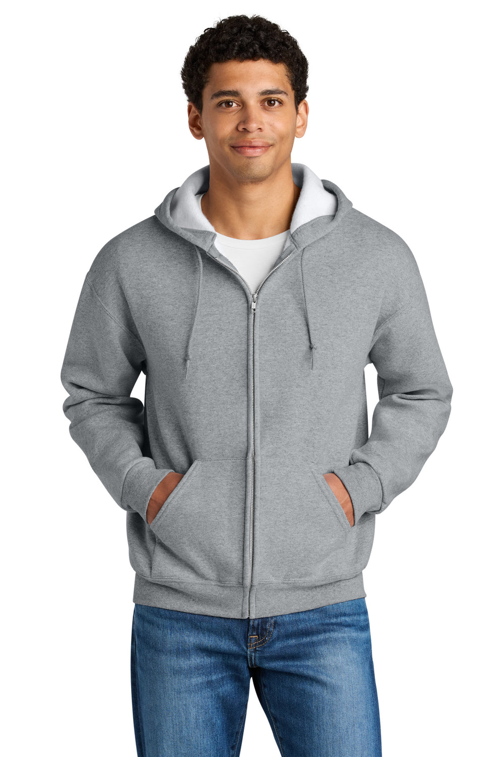Jerzees Rugged™ Unisex Full-Zip Hooded Sweatshirt - Athletic Heather - S