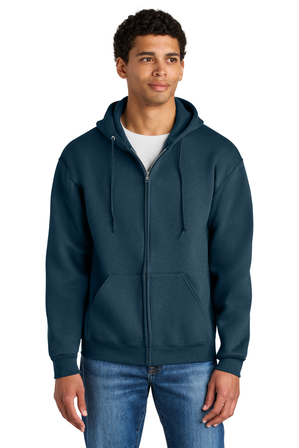 Jerzees Rugged™ Unisex Full-Zip Hooded Sweatshirt - Washed Navy - S